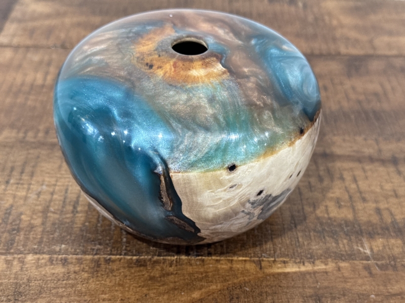 Buckeye Burl Vase with Copper Resin 